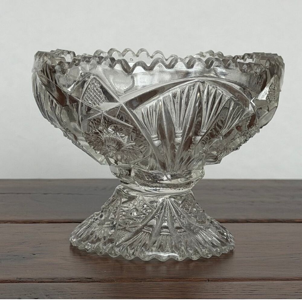 Imperial Glass Ohio 212 Footed Bowl – Clear Pressed Glass Vintage Compote